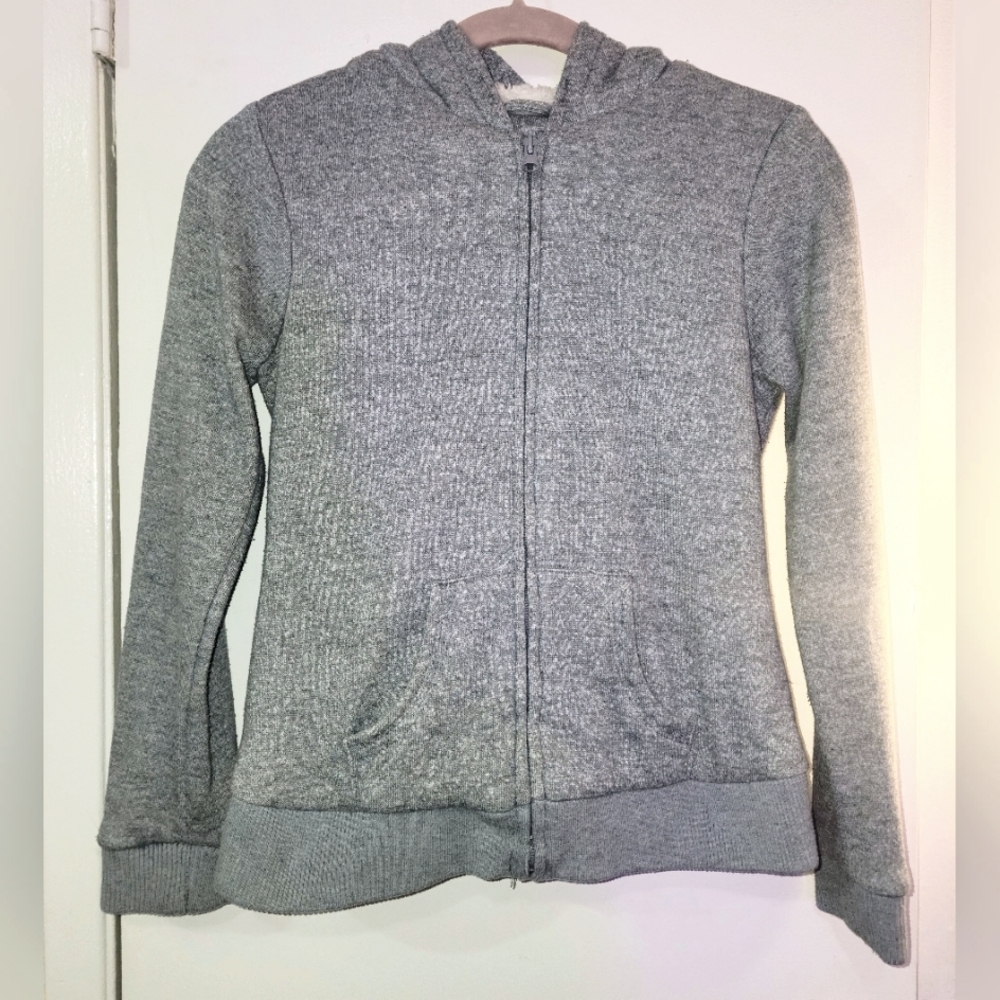 New Look sizeS Gray Hoodie Fully Lined In Fluffy White Faux Fur Type Material